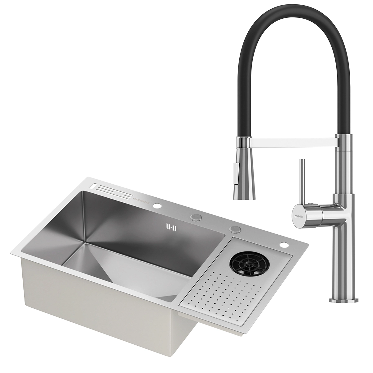 Kit Cuba Gourmet Zurique Aço Inox 304 E Torneira Gourmet Bélgica Monocomando Goldenx