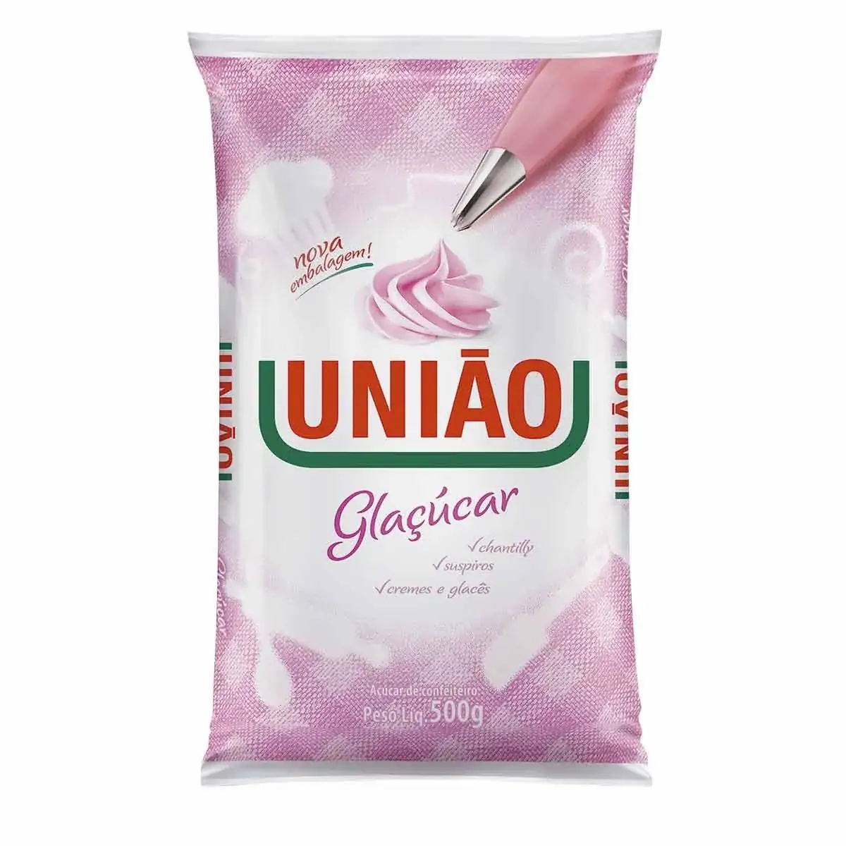 Açúcar de Confeiteiro Glaçúcar UNIÃO Pacote 500g