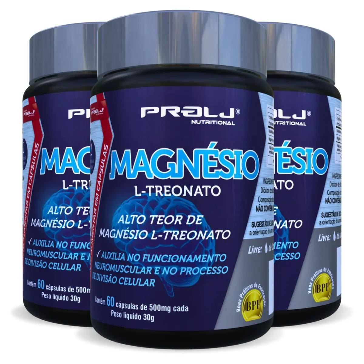 MAGNÉSIO L-TREONATO 500mg 180 CÁPSULAS KIT 3
