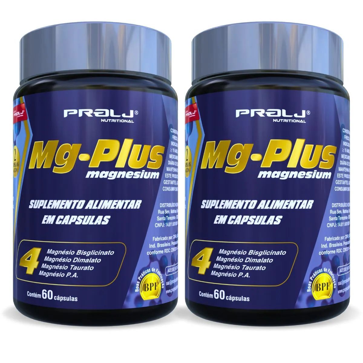 MG PLUS 4 MAGNÉSIO 500MG 60 CÁPSULAS KIT 2