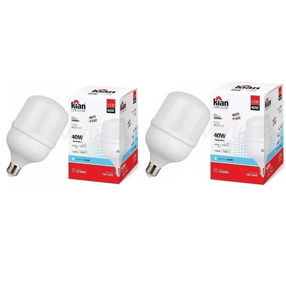 Kit 2 Lâmpadas De Led Globe E-27 40w 6500k Bivolt Kian