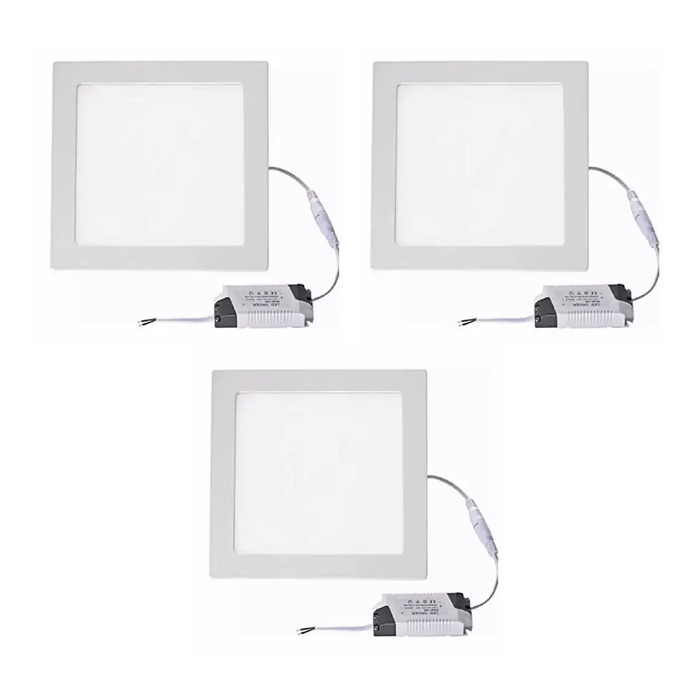 Kit 3 Paineis De Led Plafon Sobrepor 25w Quadrado Branco Frio 6500k