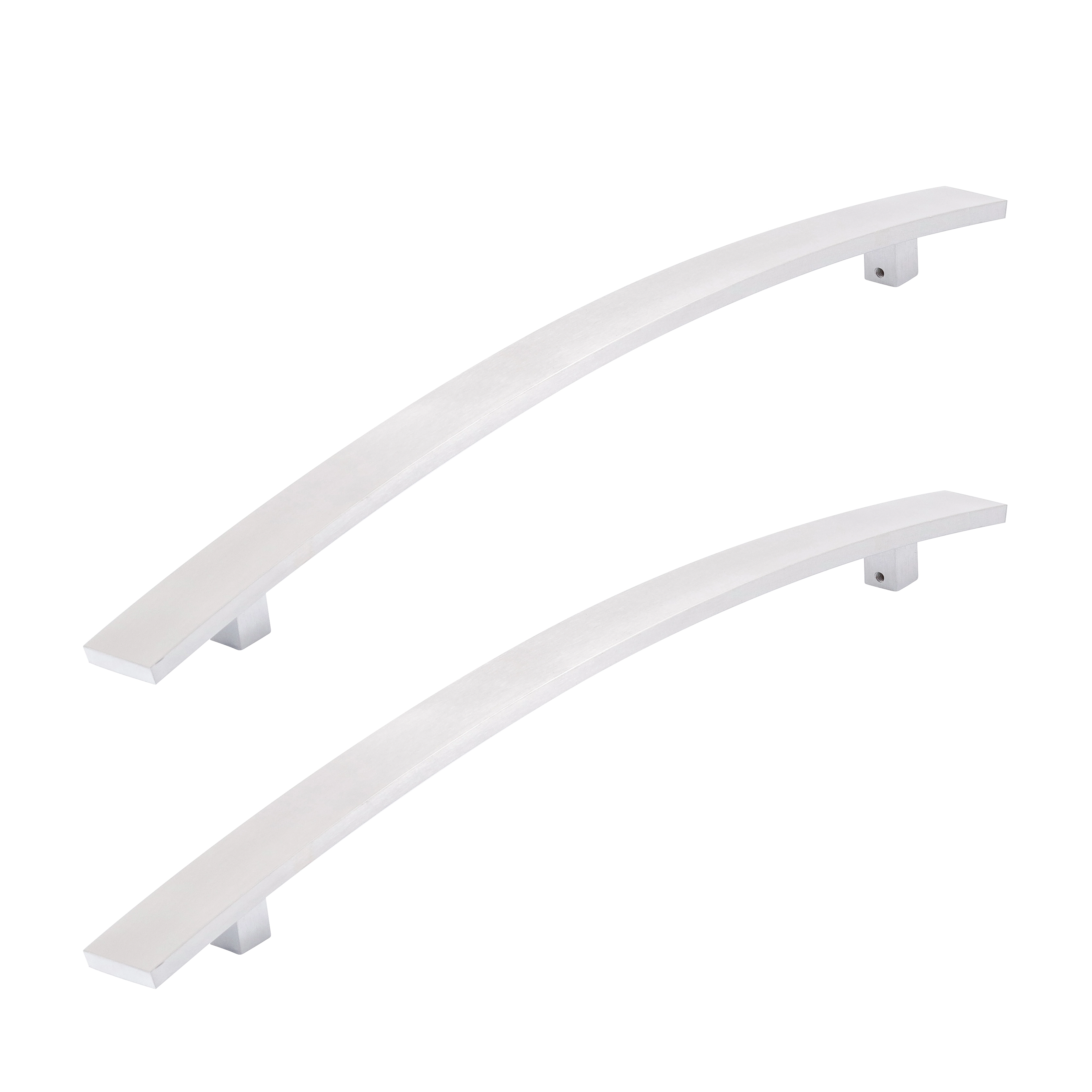 Puxador para Porta de Madeira e Vidro Barra Curva 60cm Alumínio Acetinado