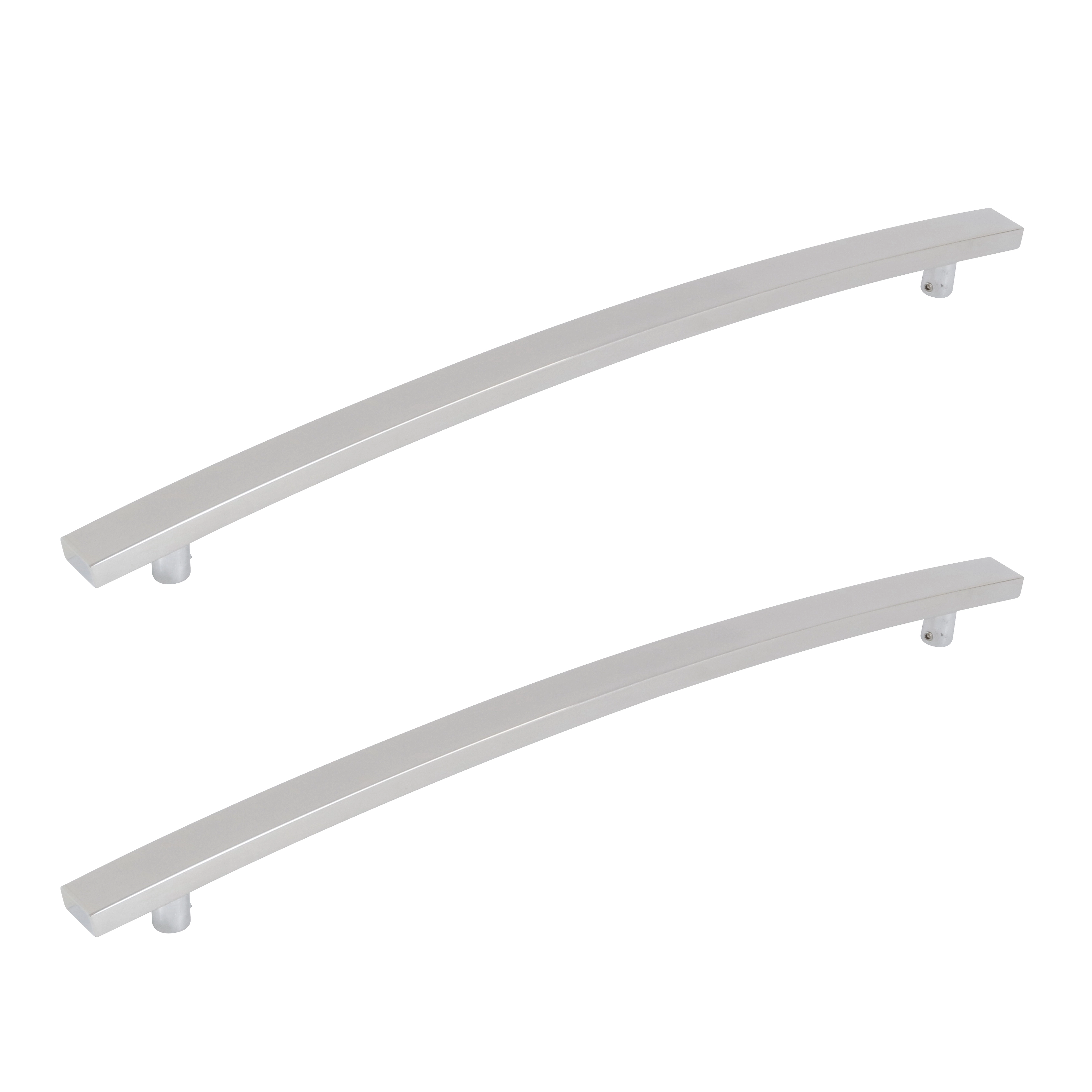Puxador para Porta de Madeira e Vidro Barra Curva 60cm Aço Inox Polido
