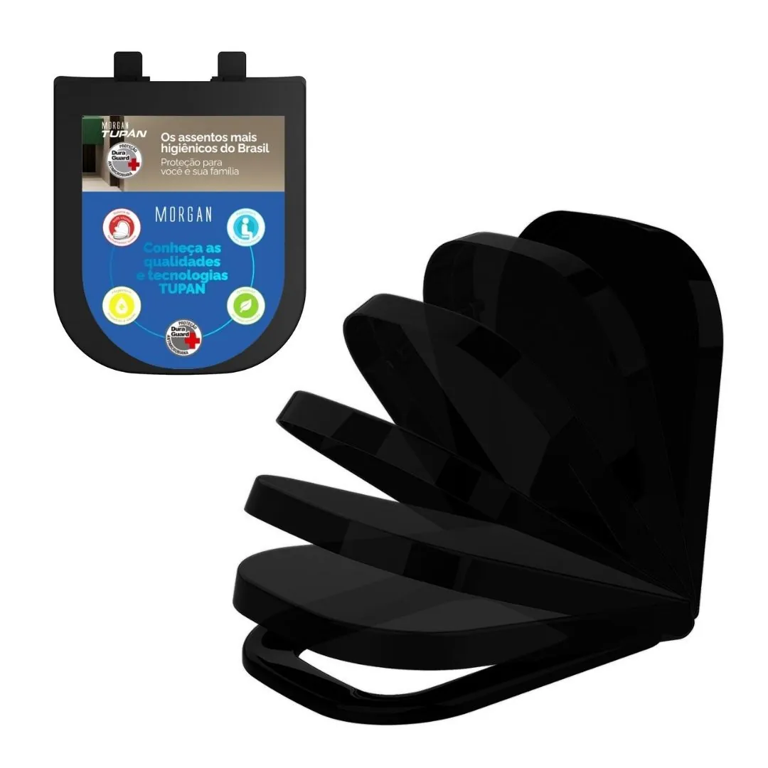 Assento Deca Piano Preto Fosco Resina Tf Soft Close Tupan