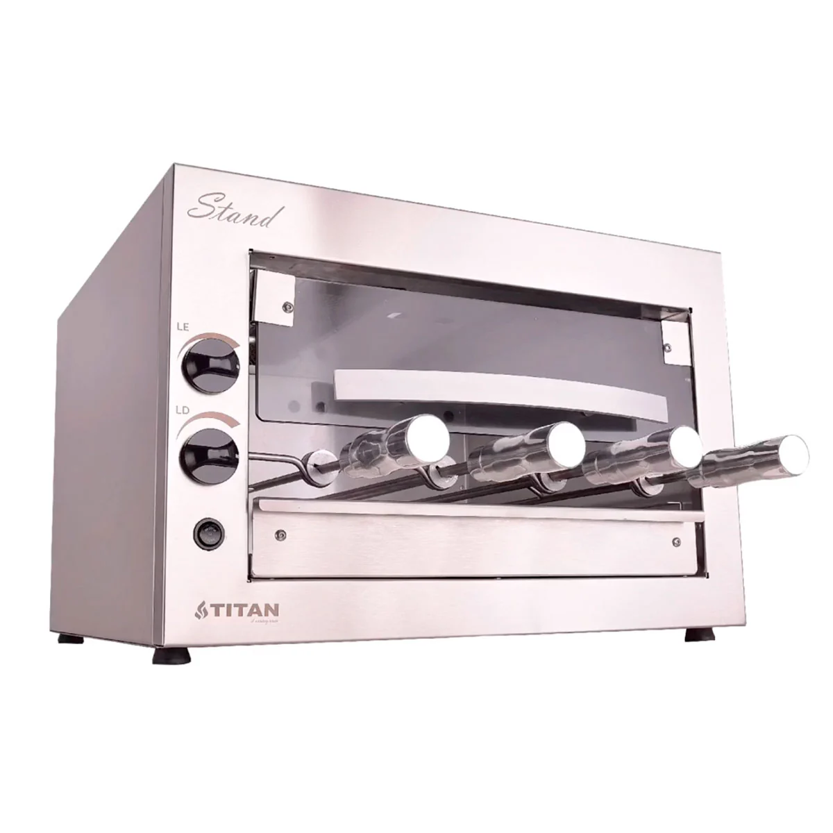 Churrasqueira A Gás De Bancada 4 Espetos Com Porta De Vidro Gn 220v Stand