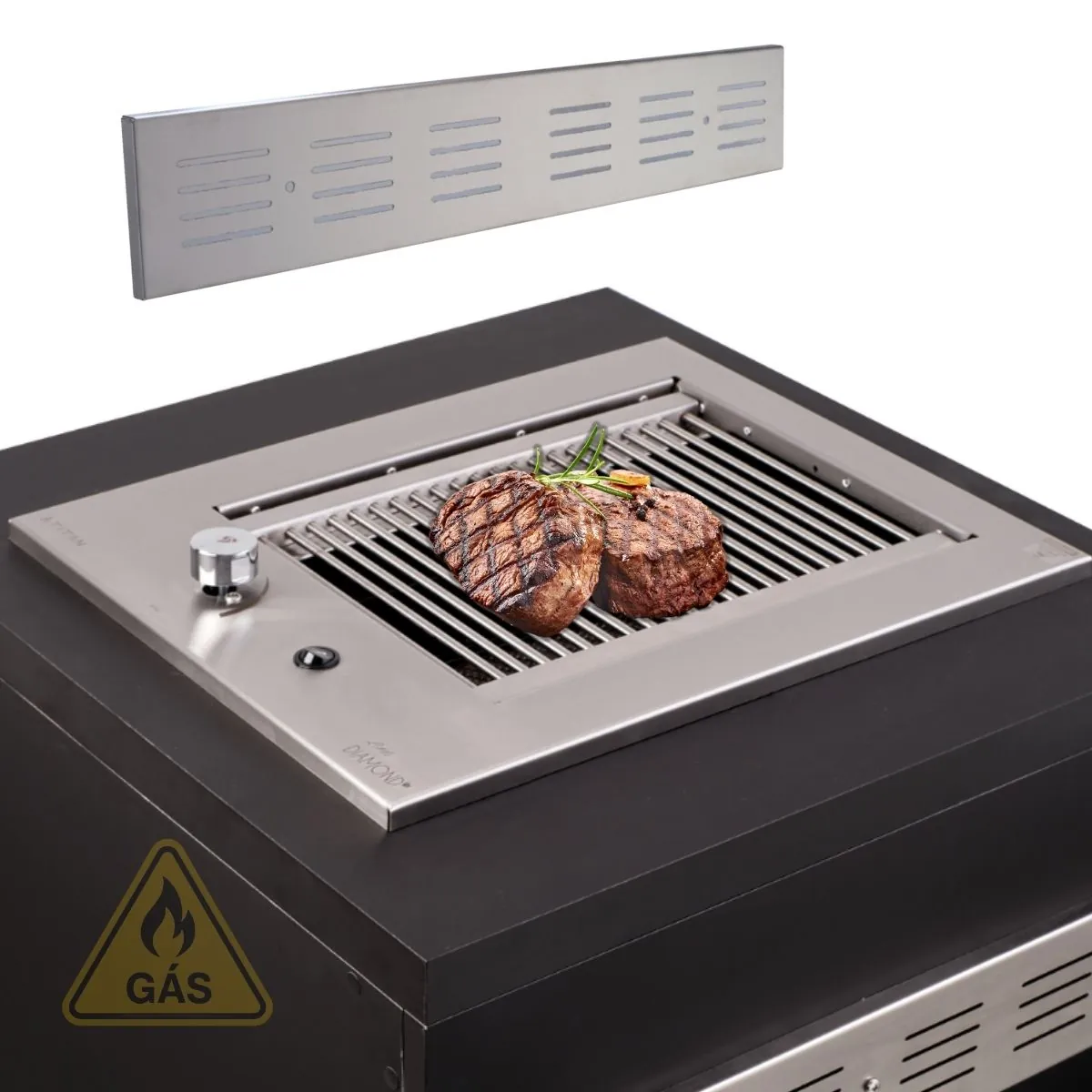 Churrasqueira Grill A Gás De Embutir Com Veneziana Diamond Little Gás Natural