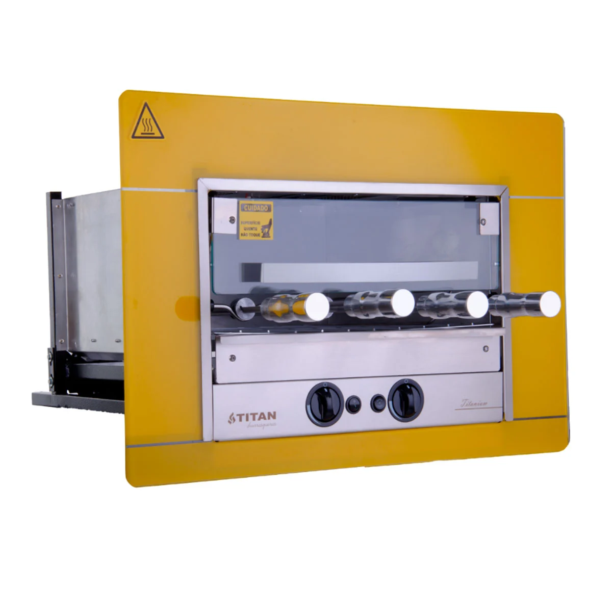 Churrasqueira A Gás De Embutir Glp 4 Espetos Rotativos 127v Amarelo Titanium