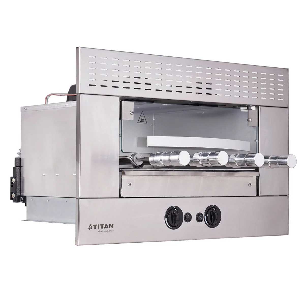 Churrasqueira A Gás 4 Espetos Embutir Glp 220v Painel Ventilado Age Titan