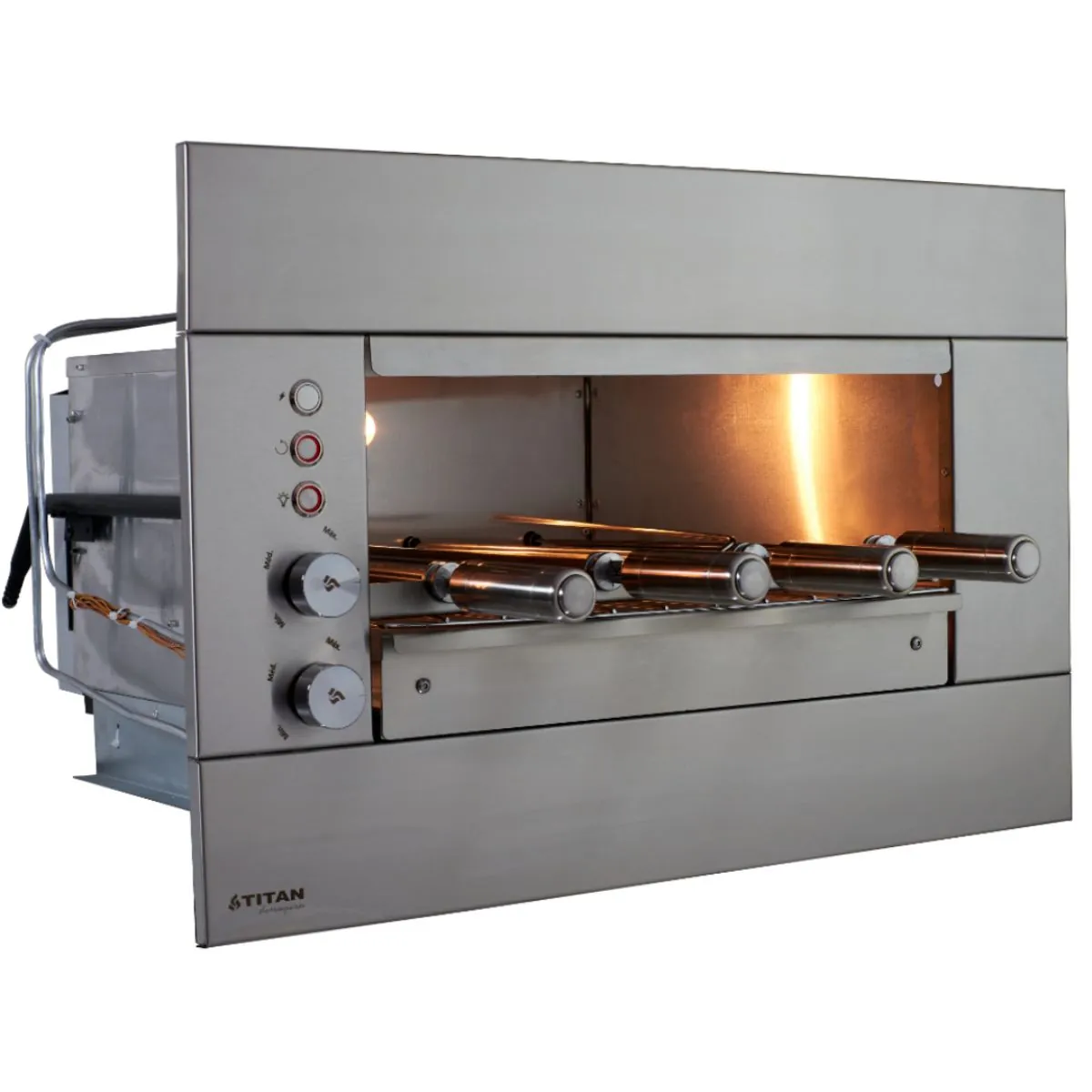 Churrasqueira De Embutir A Gás Natural 220v Inox 4 Espetos Painel Liso Suprema
