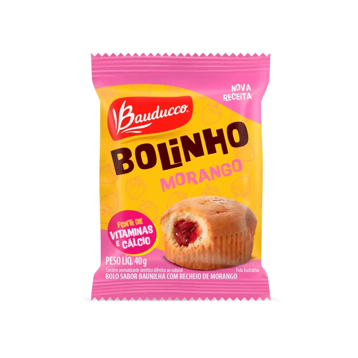 Bolinho Bauducco Baunilha C/morango 40gr