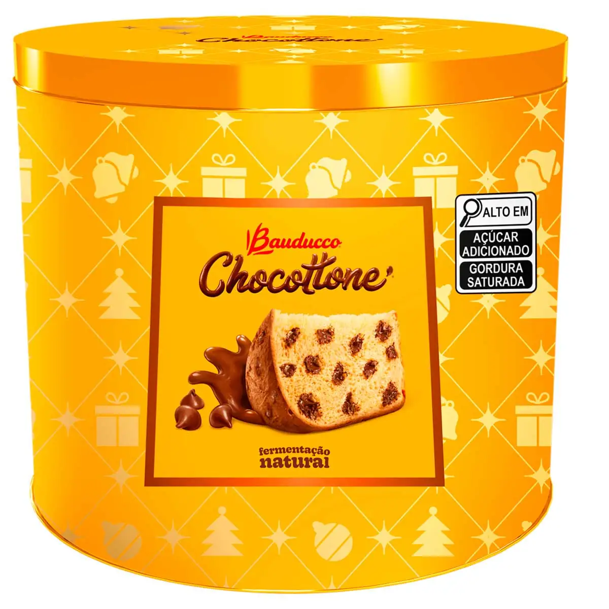 Panetone com Gotas de Chocolate Bauducco Lata Prateada 750g