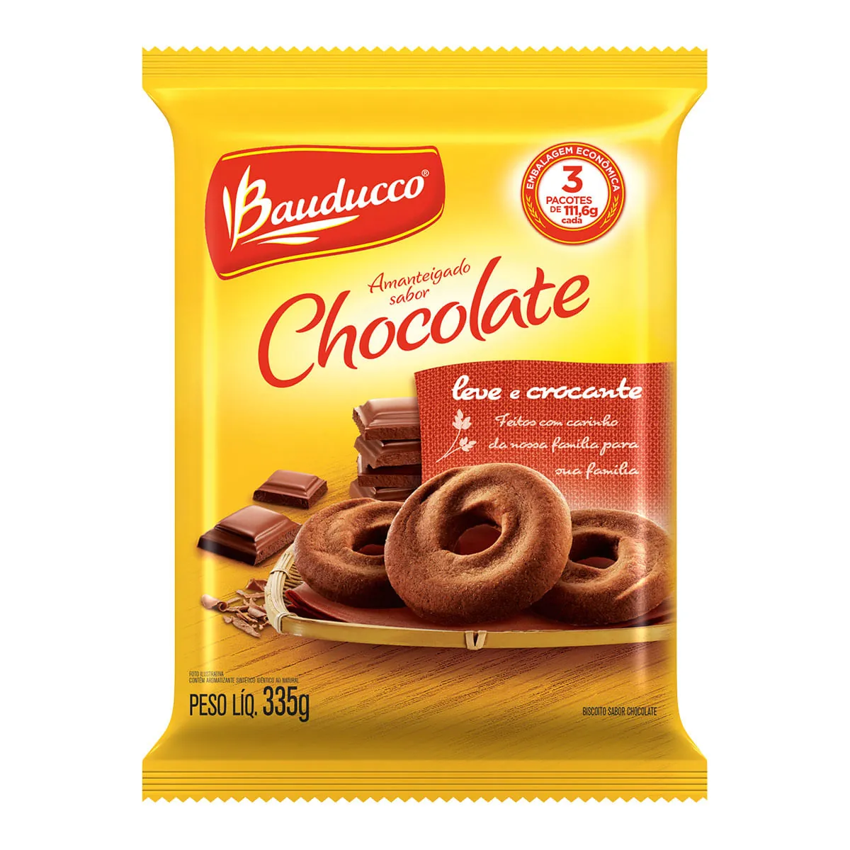 Biscoito Amanteigado Chocolate Bauducco 335g