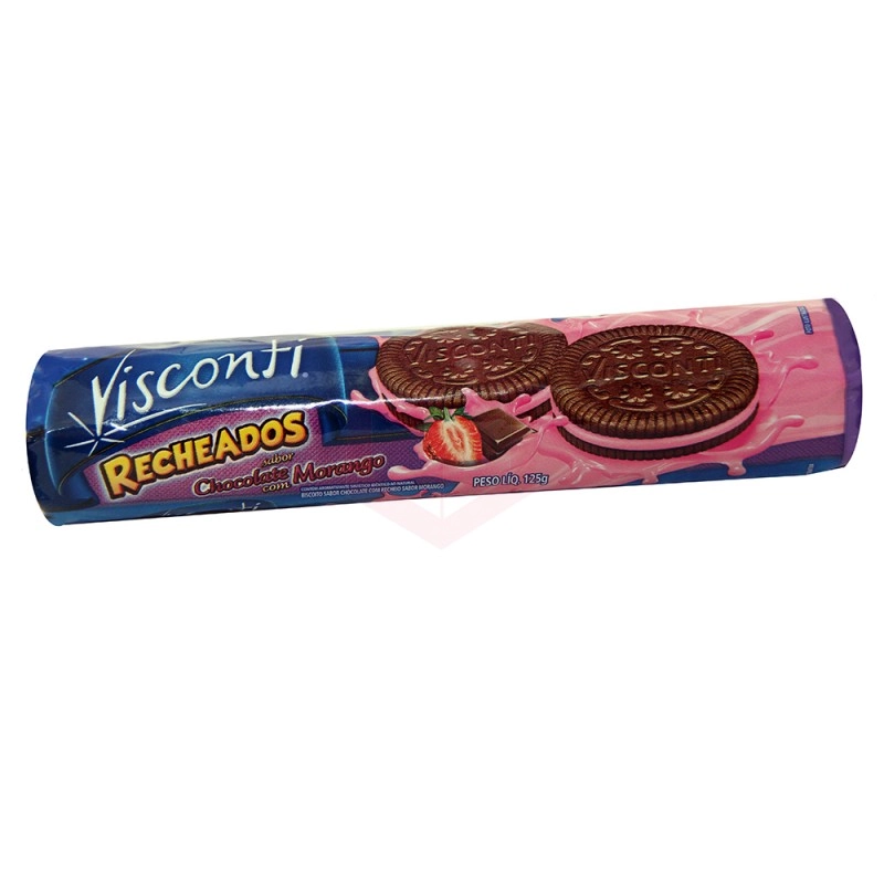 Biscoito Recheado Visconti Chocolate Com Morango