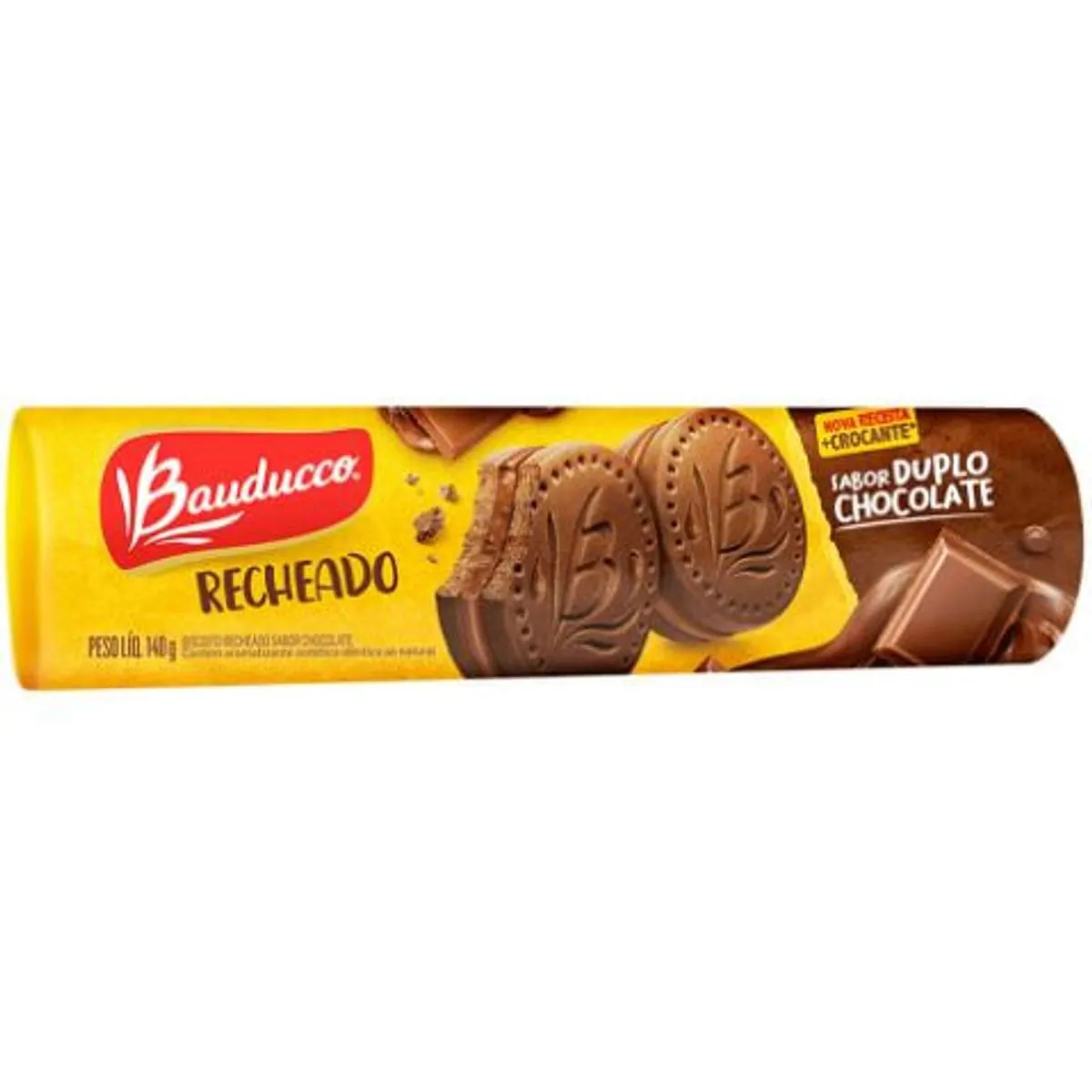 Biscoito Recheio Duplo Chocolate Bauducco Pacote 140 g
