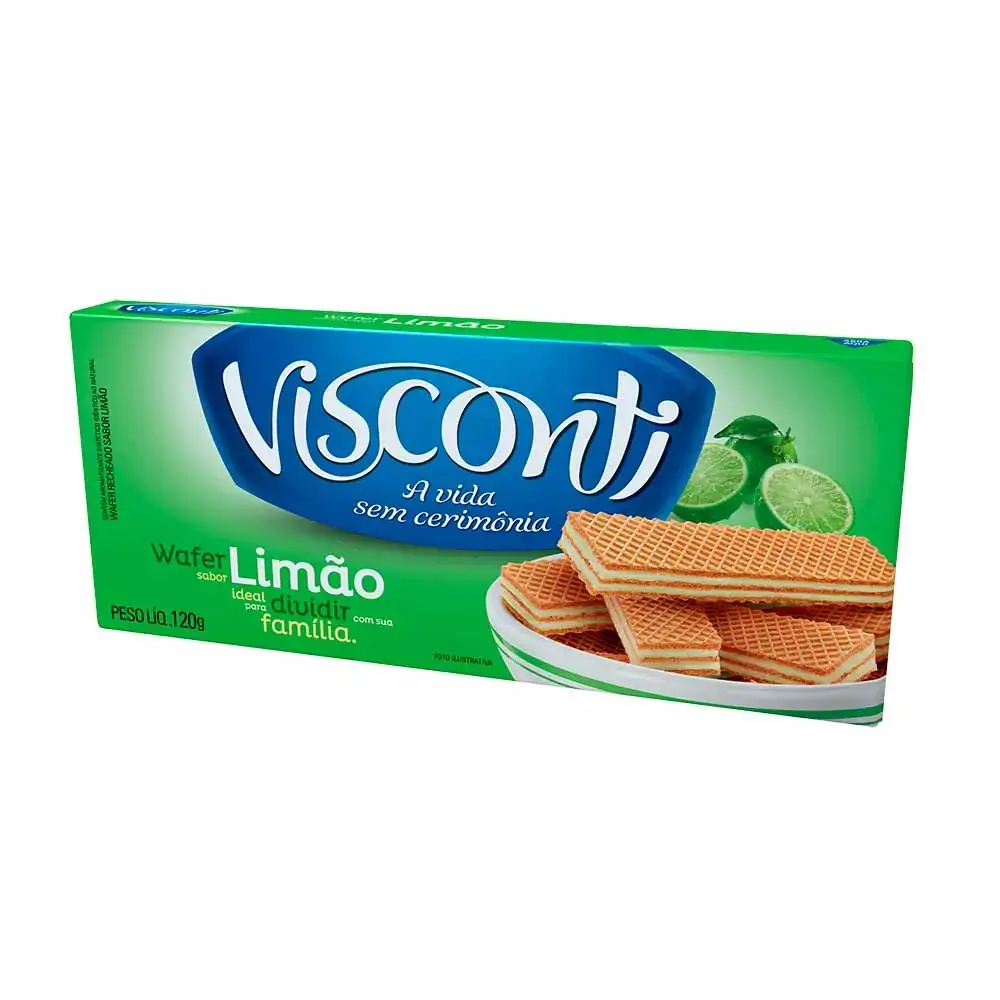 Biscoito Wafer Recheio Limão Visconti Pacote 120g