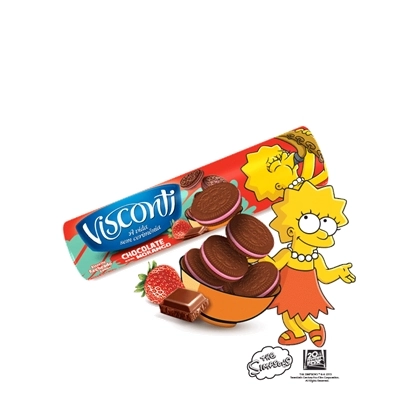 Biscoito Recheado Visconti Chocolate Com Morango