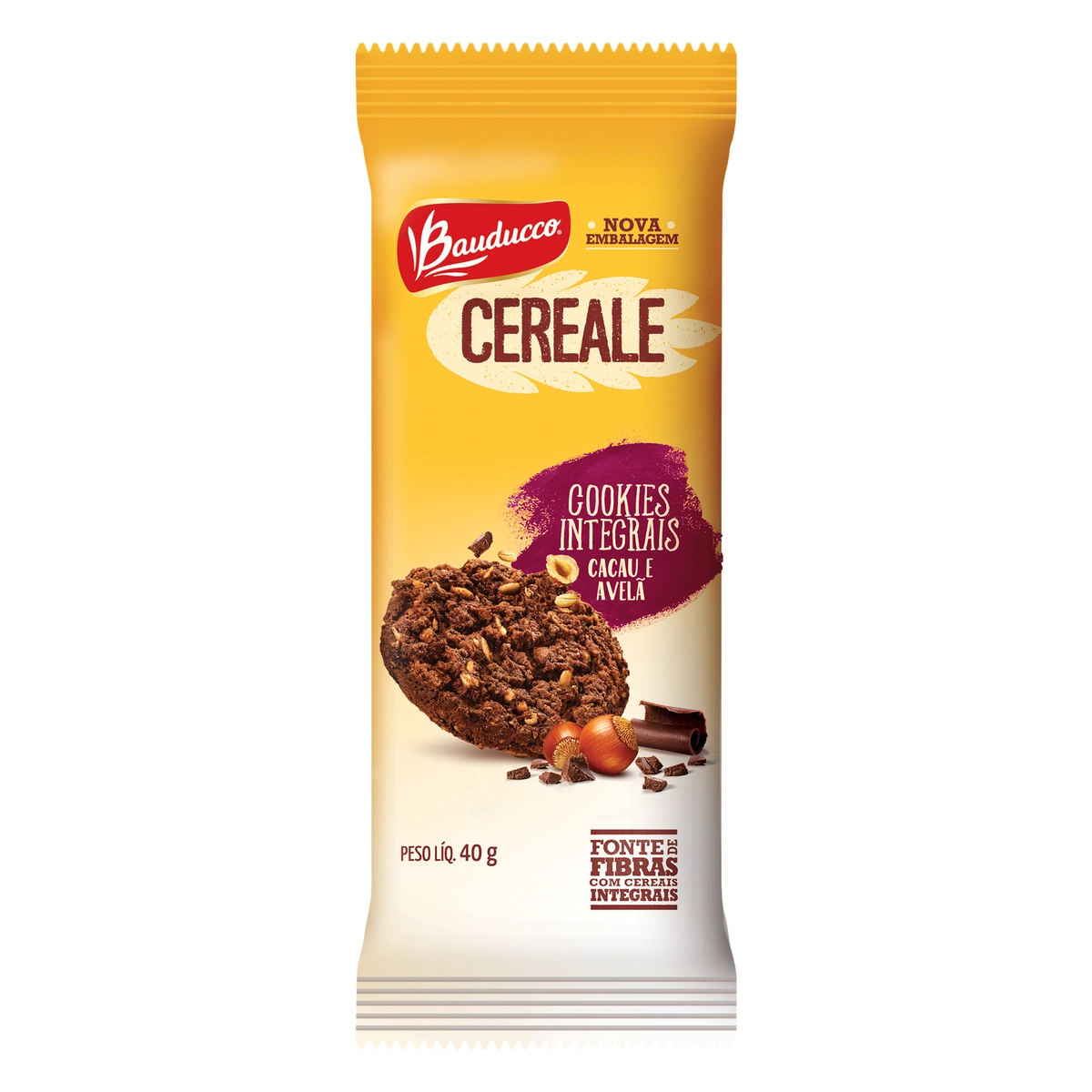 Biscoito Cookies Integrais Bauducco Cacau E Avelã