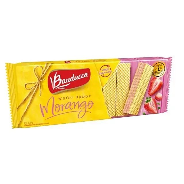 Biscoito Wafer Recheio Morango Bauducco Pacote 78g