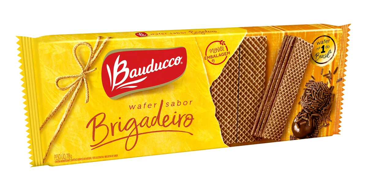 Biscoito Wafer Recheio Brigadeiro Bauducco Pacote 78g