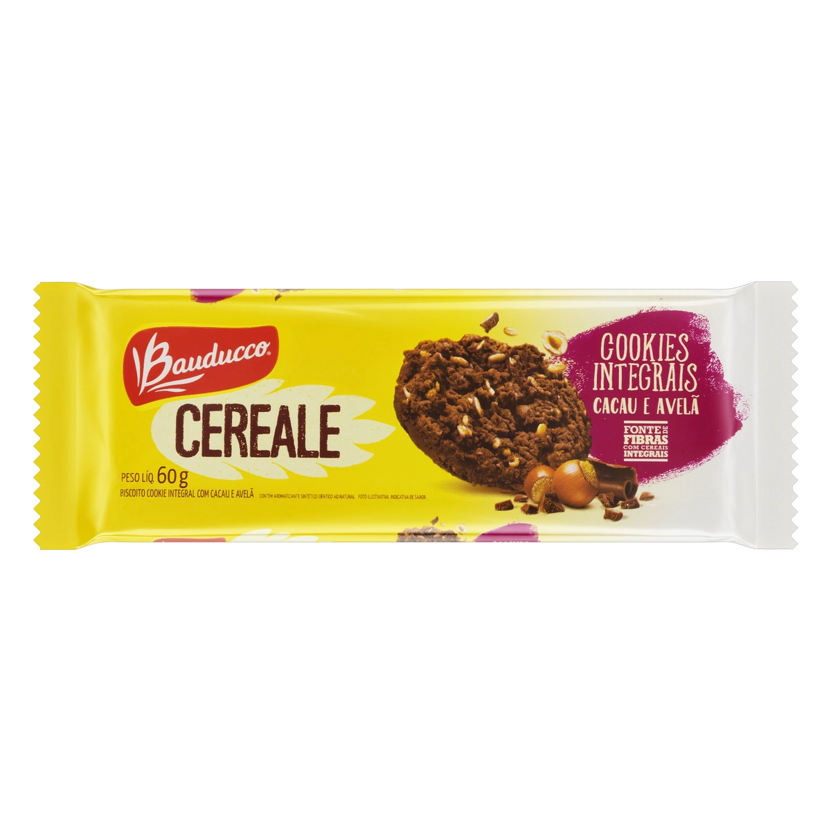 Biscoito Cookie Integral Cacau E Avelã Bauducco Cereale Pacote 60g