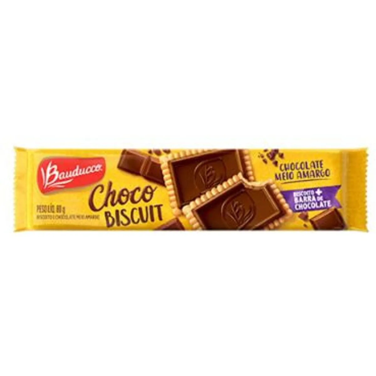 Biscoito Recheado de Chocolate Meio Amargo Bauducco Choco Biscuit 80g