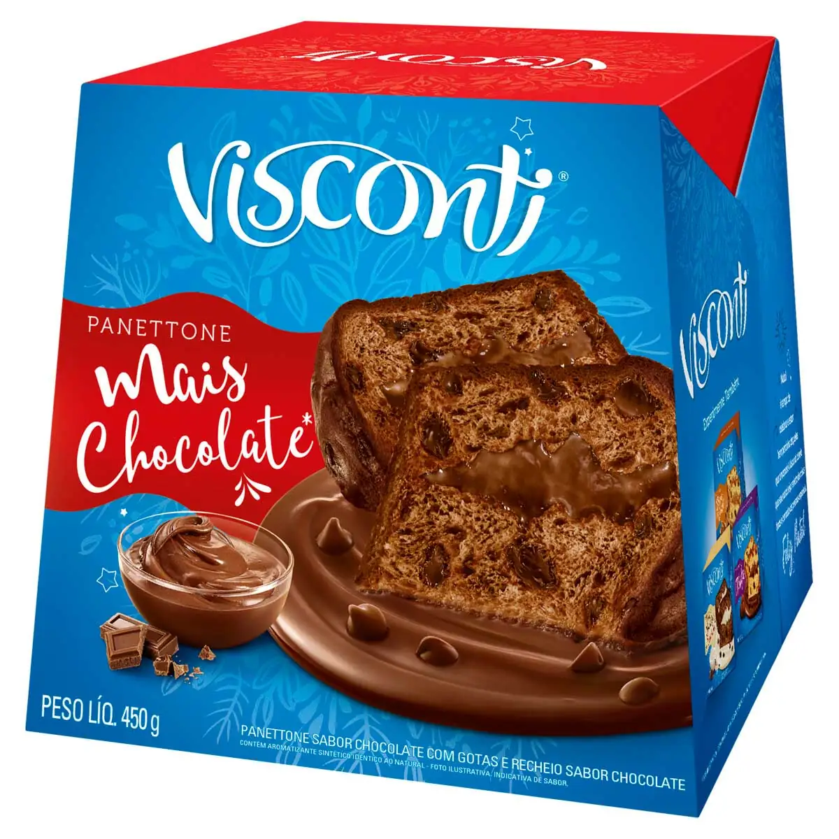 Panetone com Gotas de Chocolate Visconti Mais Chocolate 450g