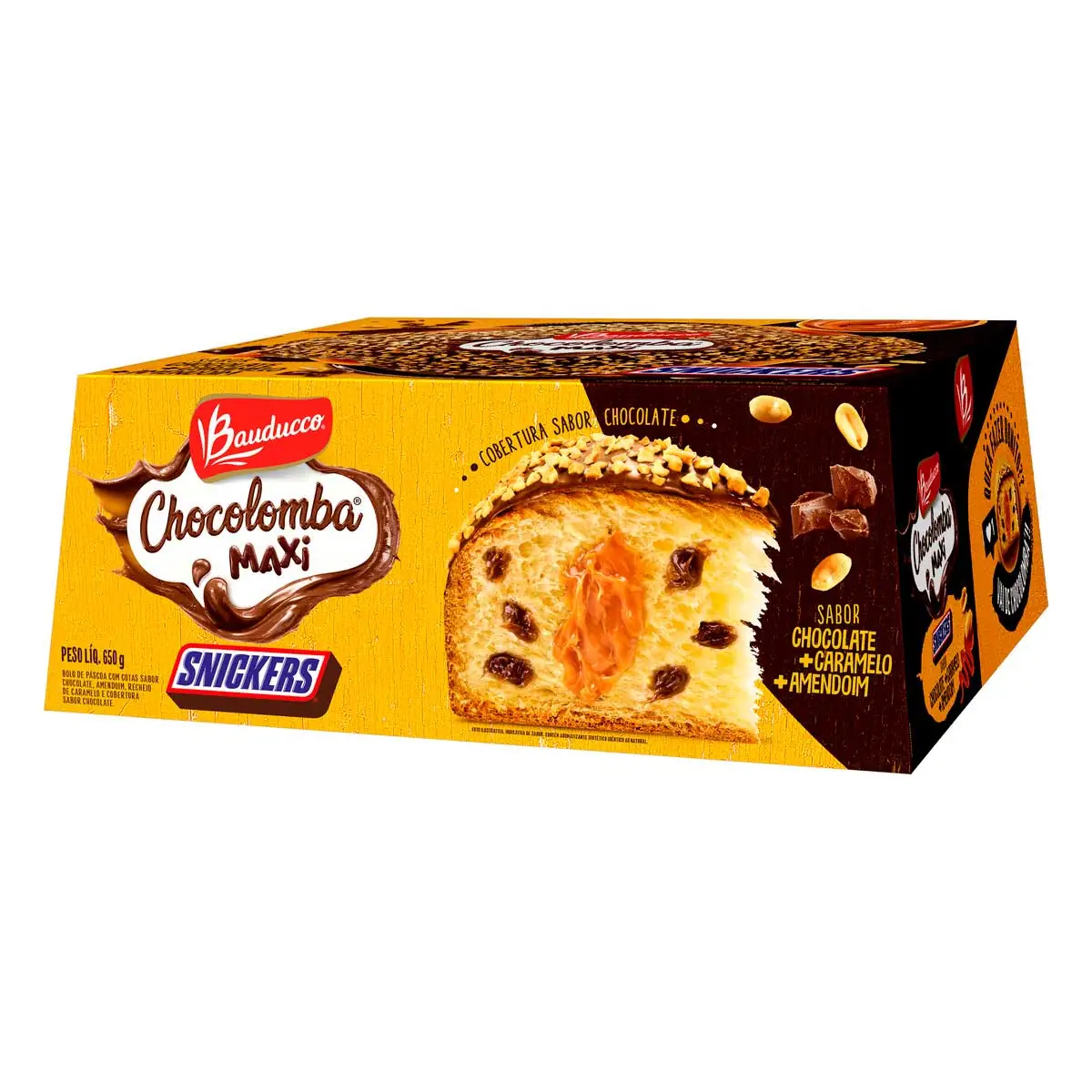 Bolo de Páscoa Snickers Bauducco Chocolomba Maxi Caixa 650 g