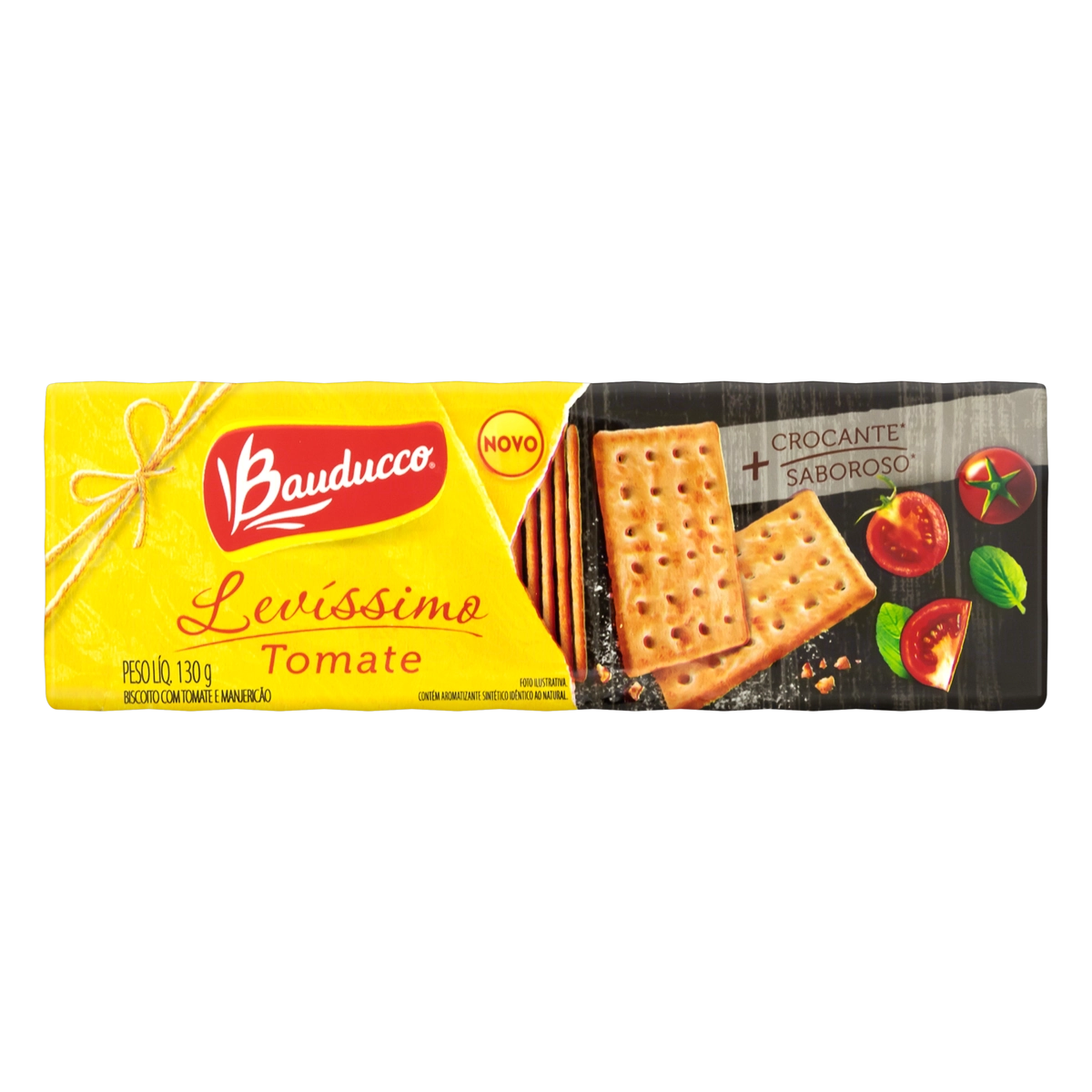 Biscoito Tomate E Manjericão Bauducco Levíssimo Pacote 130g