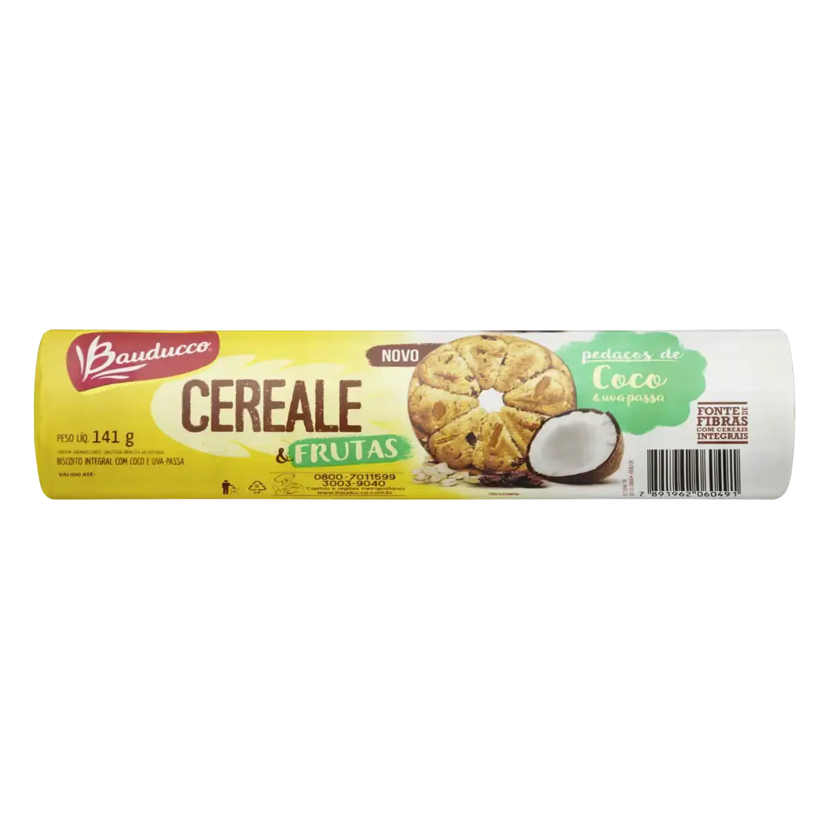 Biscoito Integral Coco E Uva Passa Bauducco Cereale Pacote 141g