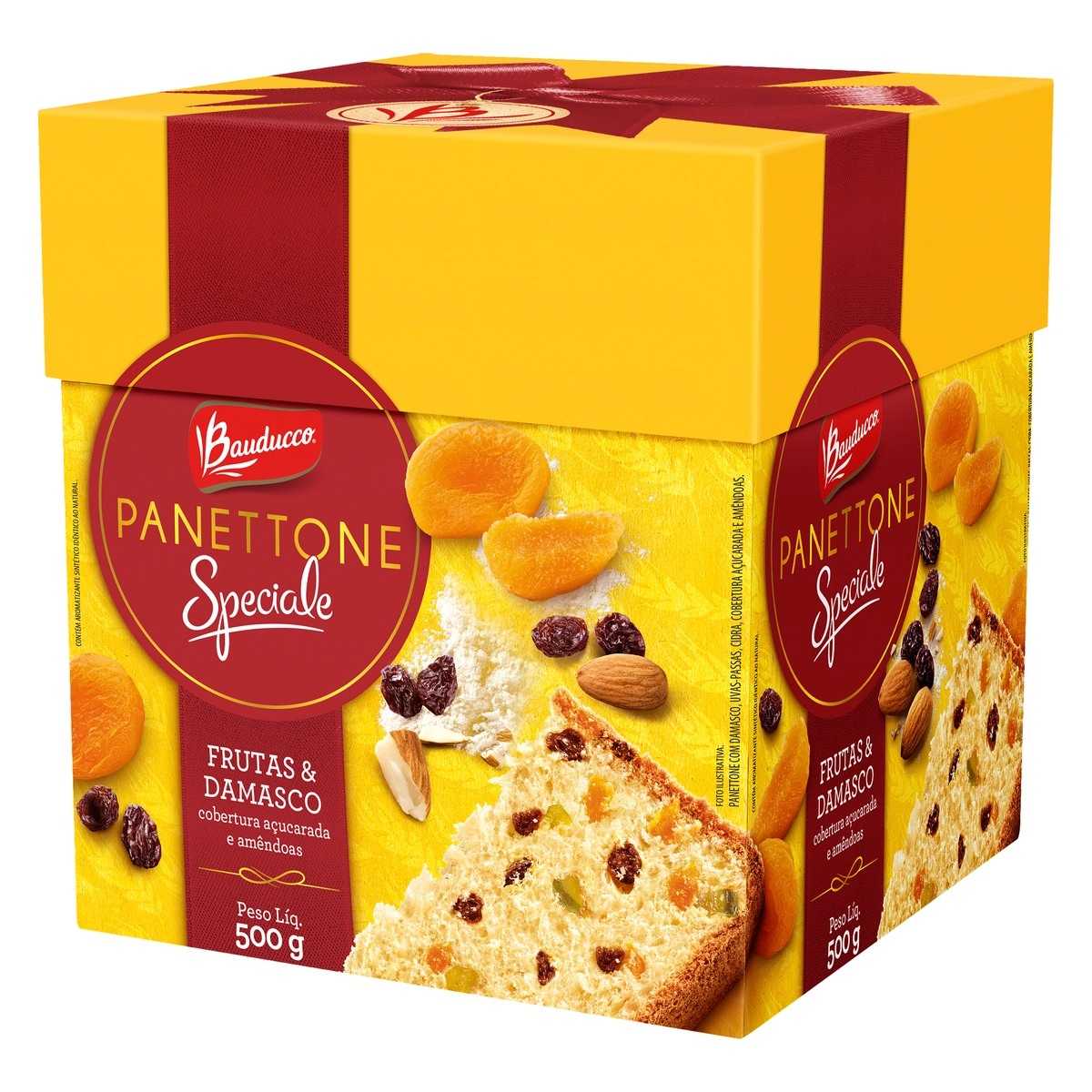 Panettone com Frutas e Damasco Cobertura Açucarada e Amêndoas Bauducco Speciale Caixa 500g