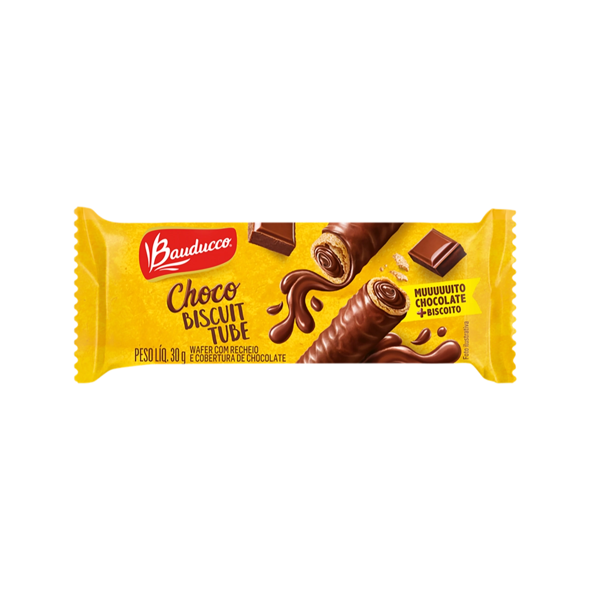 Wafer Bauducco Choco Biscuit Tube Pacote 30g