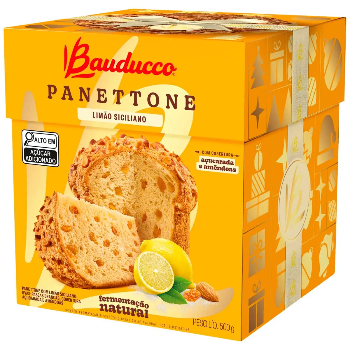 Panetone Sabor Limão Siciliano e Passas Brancas Bauducco 500g