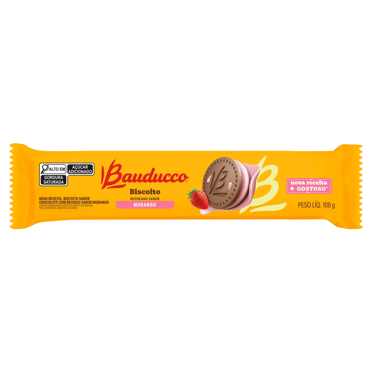 Biscoito Recheado Bauducco Sabor Morango 108g