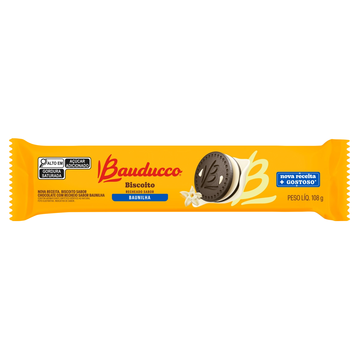 Biscoito Recheado Bauducco Sabor Baunilha 108g