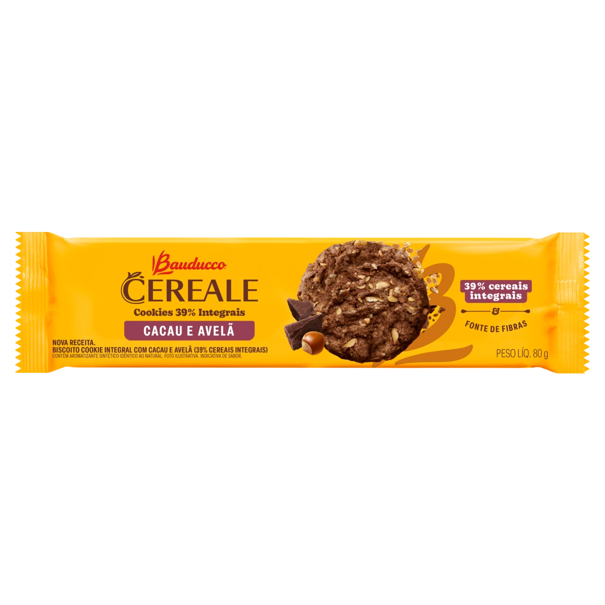 Cookie Cacau e Avelã Cereale Bauducco 80g