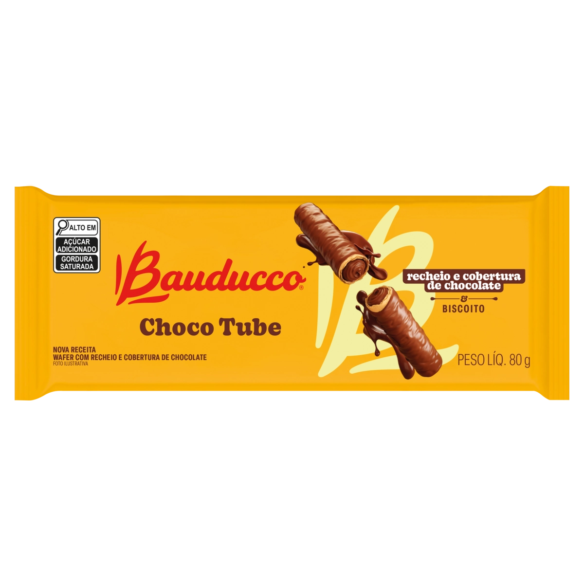 Wafer Bauducco Choco Biscuit Tube Pacote 80g
