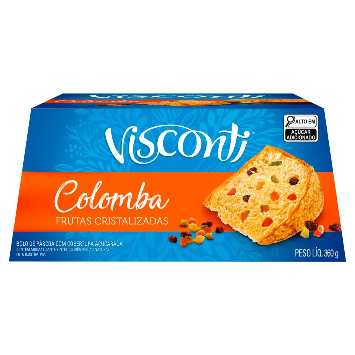 Bolo de Páscoa Frutas Cristalizadas Cobertura Açucarada Visconti Colomba 360g