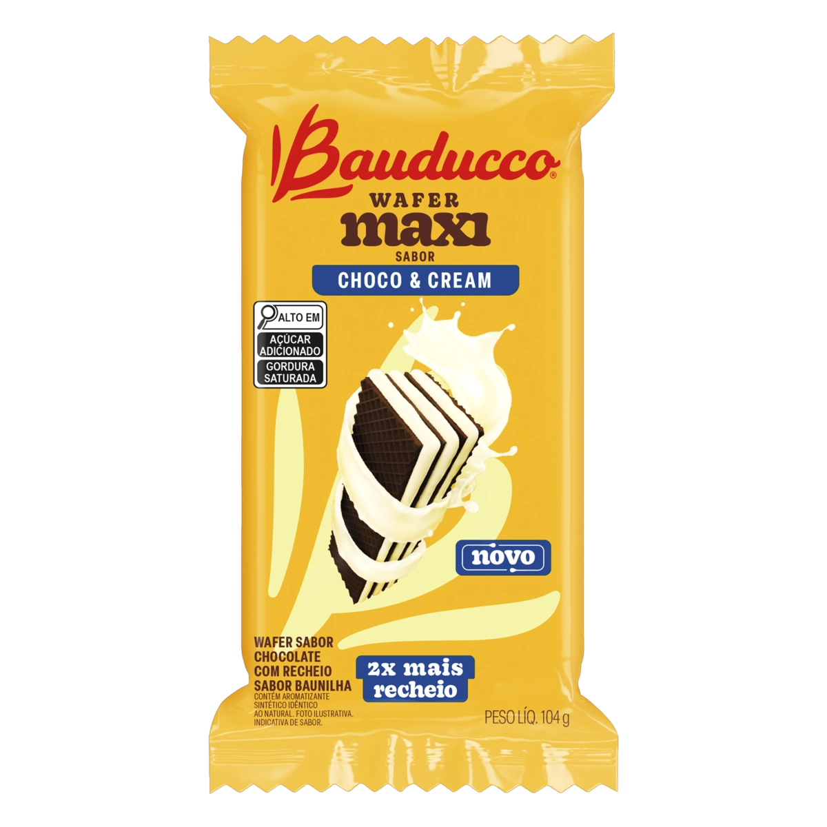 Biscoito Wafer Recheio Choco Cream Bauducco Maxi Pacote 104g