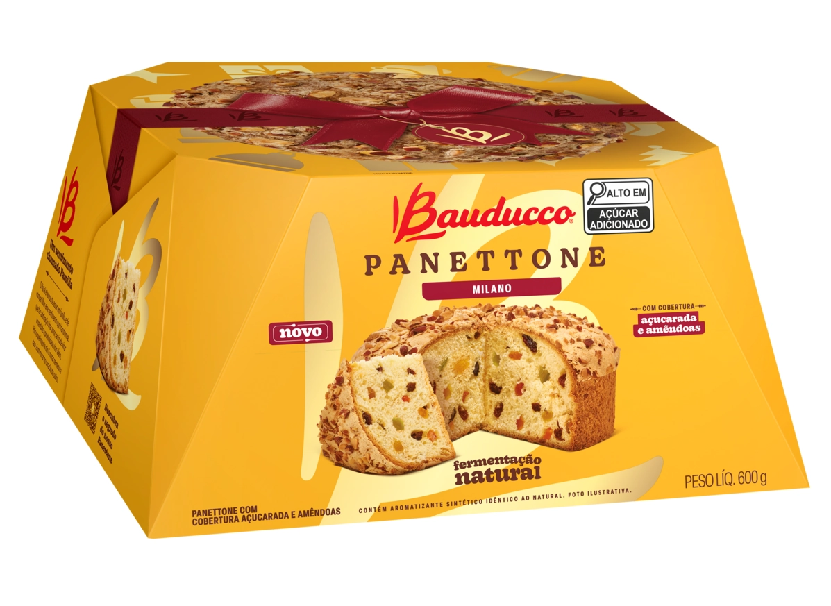 Panettone Milano Cobertura Açucarada E Amêndoas Bauducco Caixa 600g