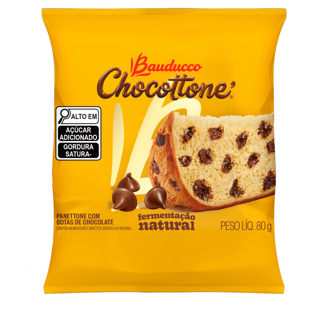 Mini Panettone Com Gotas De Chocolate Bauducco Chocottone Pacote 80g