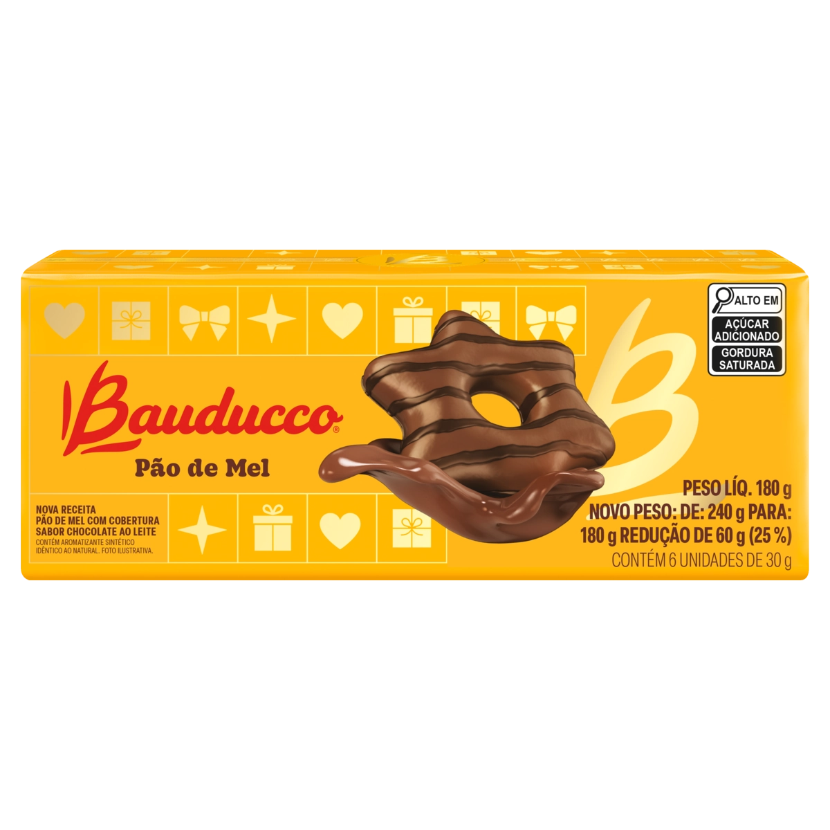 Pão De Mel Cobertura Chocolate Ao Leite Bauducco Caixa 180g