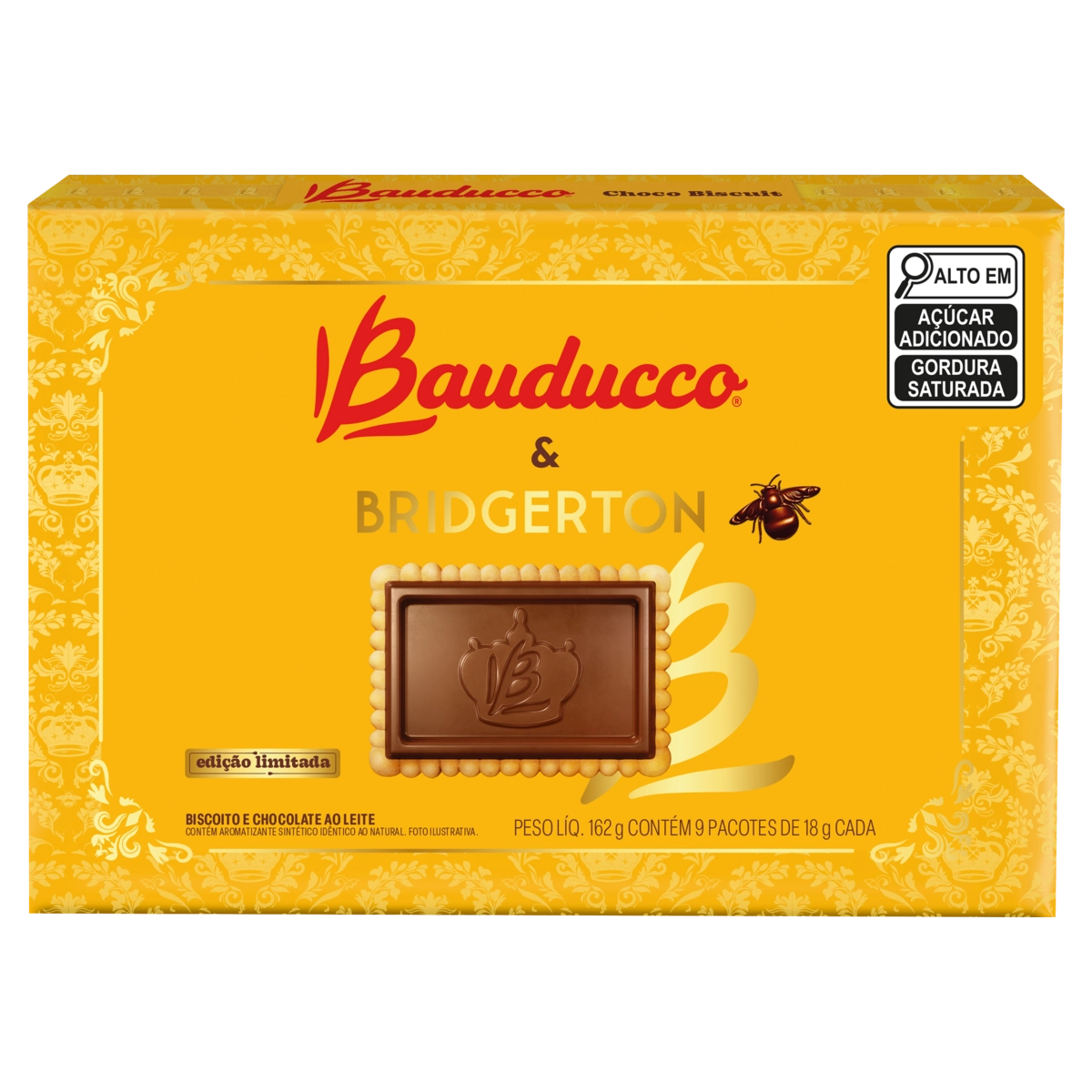 Biscoito Chocolate Ao Leite Bridgerton Bauducco Choco Biscuit Caixa 162g