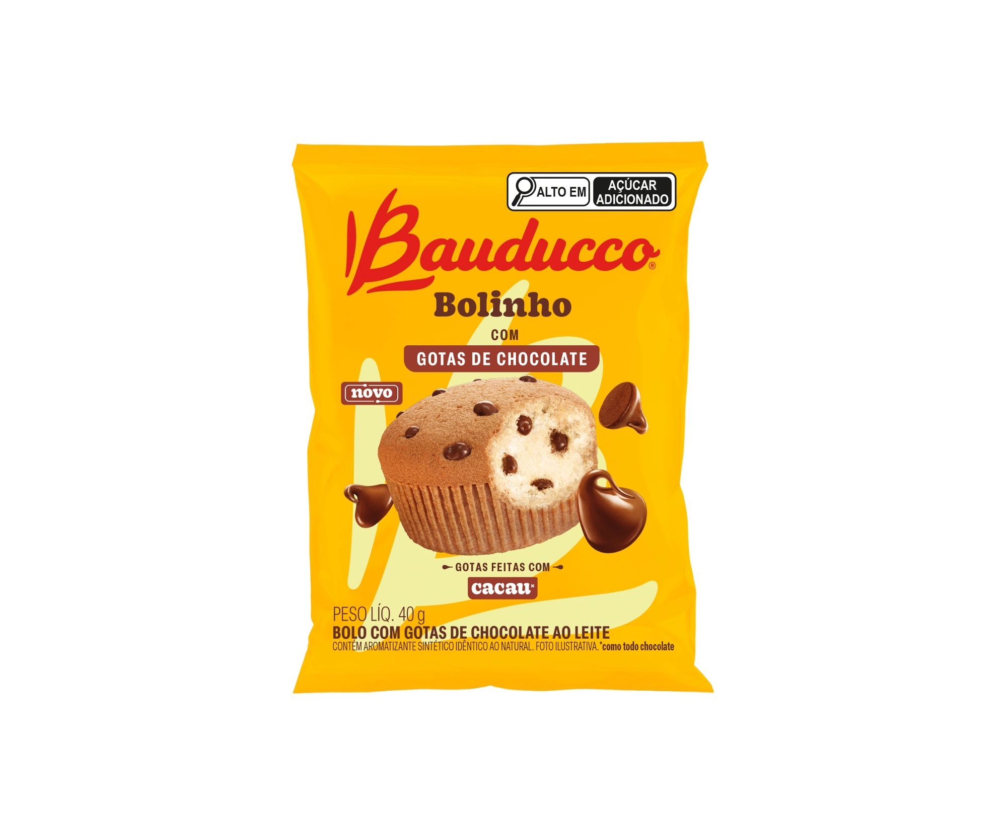 Bolinho Com Gotas De Chocolate Ao Leite Bauducco Pacote 40g