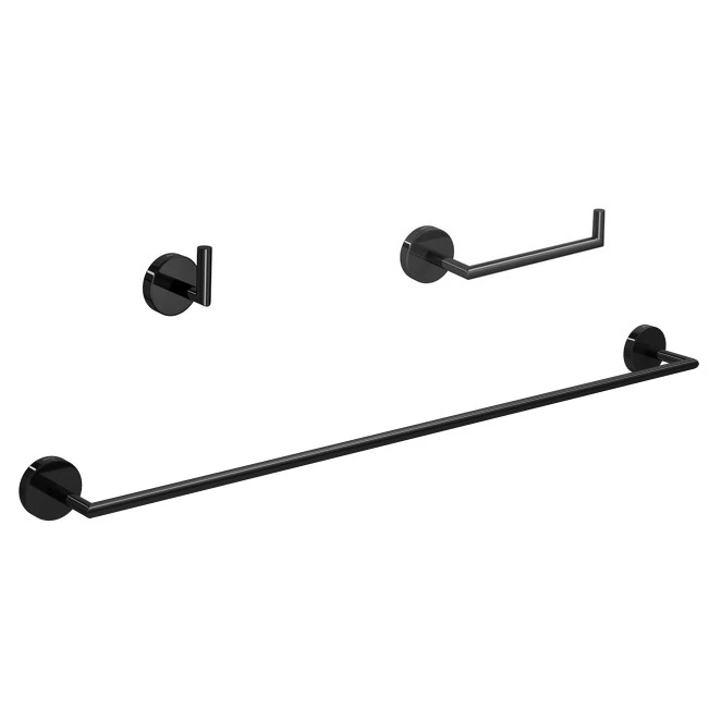 Kit Acessórios Para Banheiro 03 Peças Disco Black Noir Deca