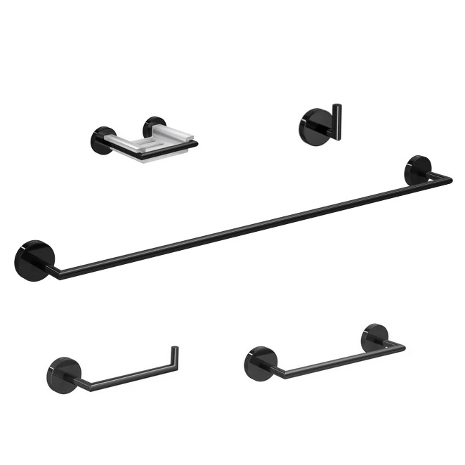 Kit Acessórios Para Banheiro 05 Peças Disco Black Noir Deca
