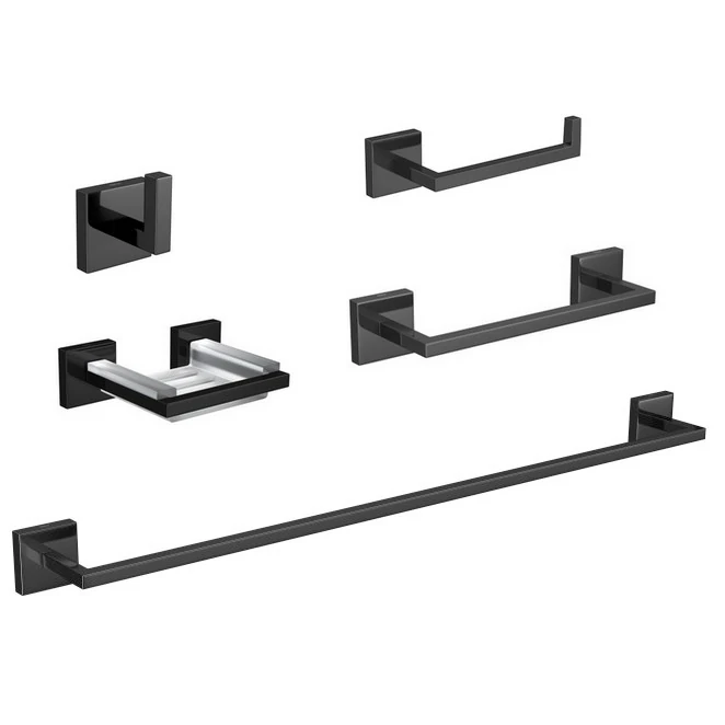 Kit Acessórios Para Banheiro 05 Peças Clean Black Noir Deca