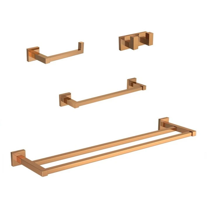 Kit Acessórios Banheiro 04 Peças Quadratta Red Gold Deca