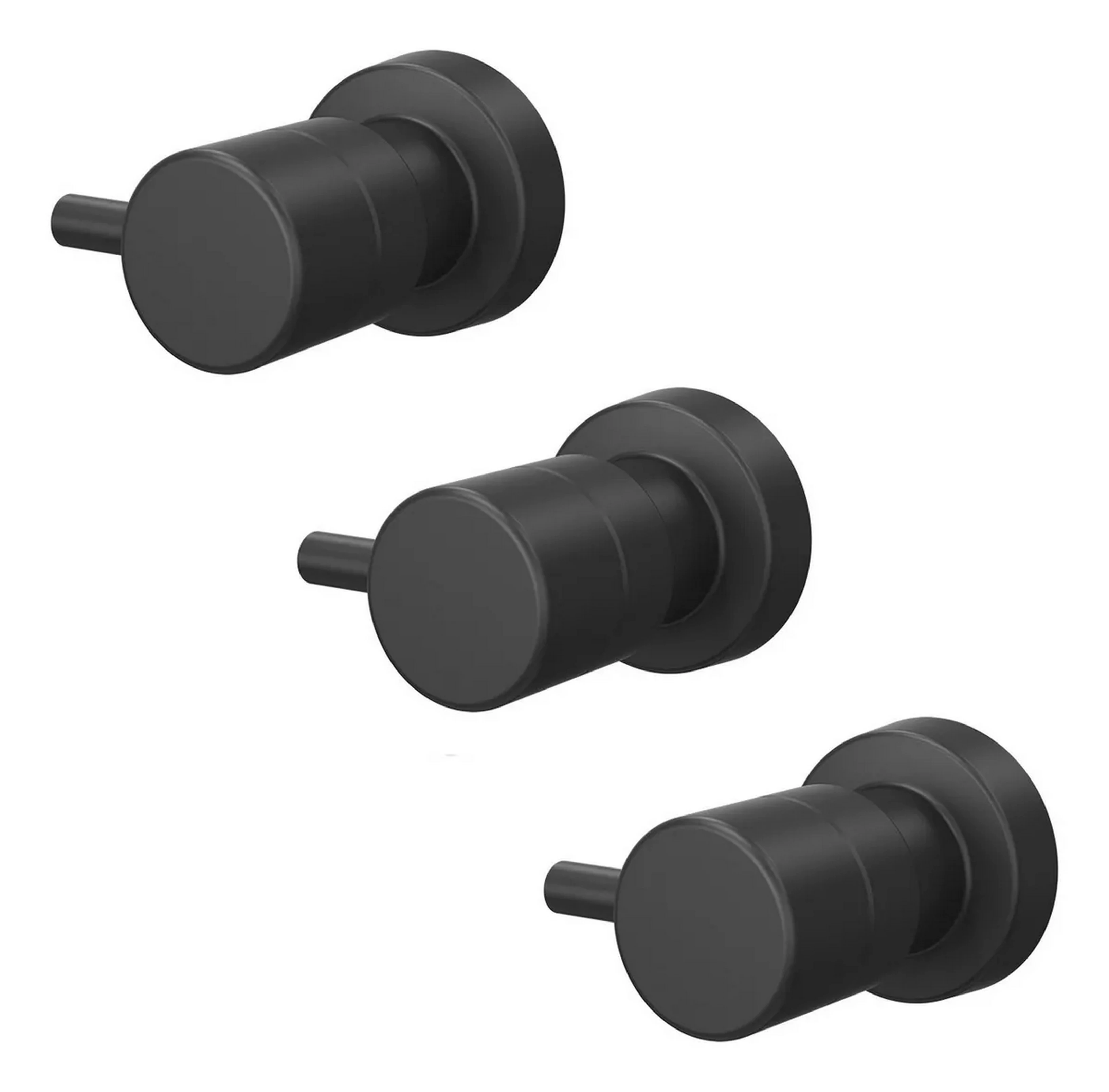 Kit 03 Acabamentos Registro Pequeno 3/4 Eva Preto Fosco Fani