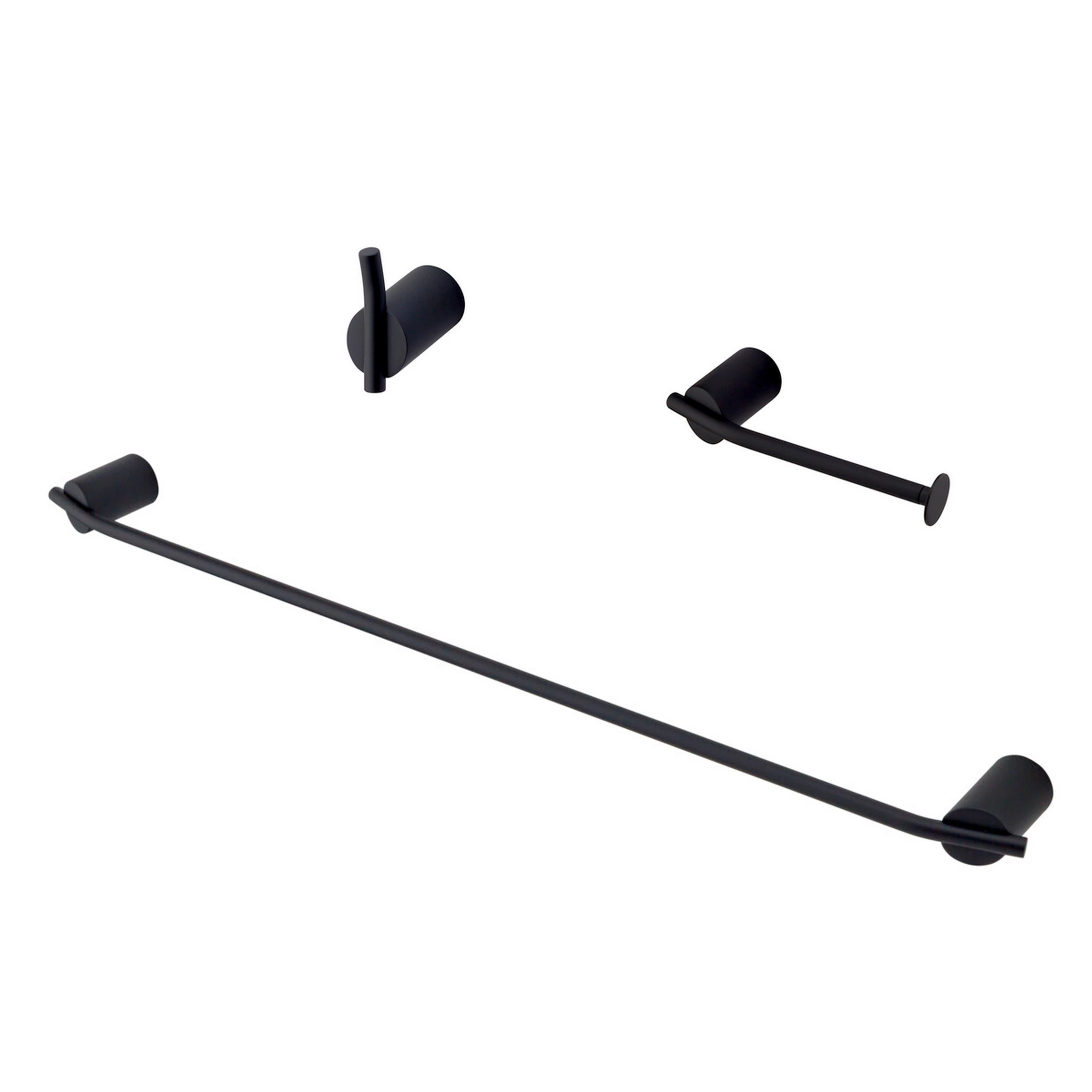 Kit Acessórios Banheiro 03 Peças Lunna Preto Fosco Fani